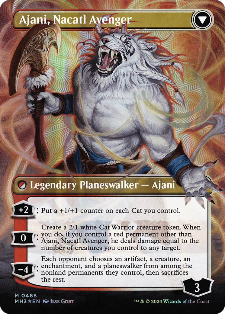 Ajani, Nacatl Pariah // Ajani, Nacatl Avenger (Borderless) (Textured Foil) [Modern Horizons 3] | Nerdhalla Games