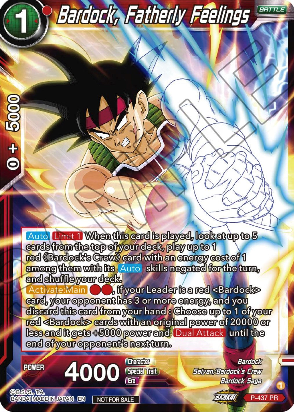 Bardock, Fatherly Feelings (Zenkai Series Tournament Pack Vol.2) (P-437) [Tournament Promotion Cards] | Nerdhalla Games