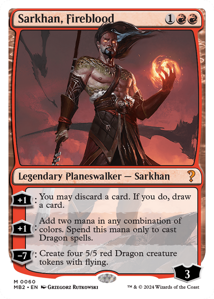 Sarkhan, Fireblood (White Border) [Mystery Booster 2] | Nerdhalla Games