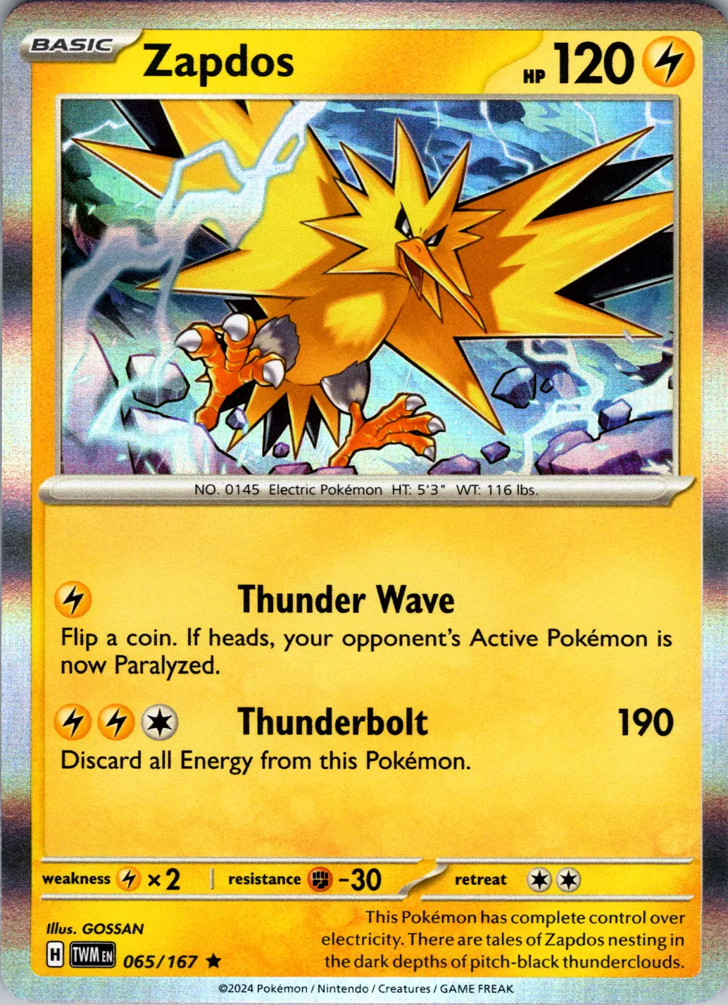 Zapdos (065/167) [Scarlet & Violet: Twilight Masquerade] | Nerdhalla Games