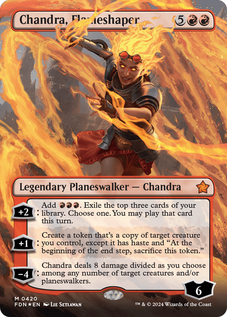 Chandra, Flameshaper (Borderless) (Mana Foil) [Foundations] | Nerdhalla Games