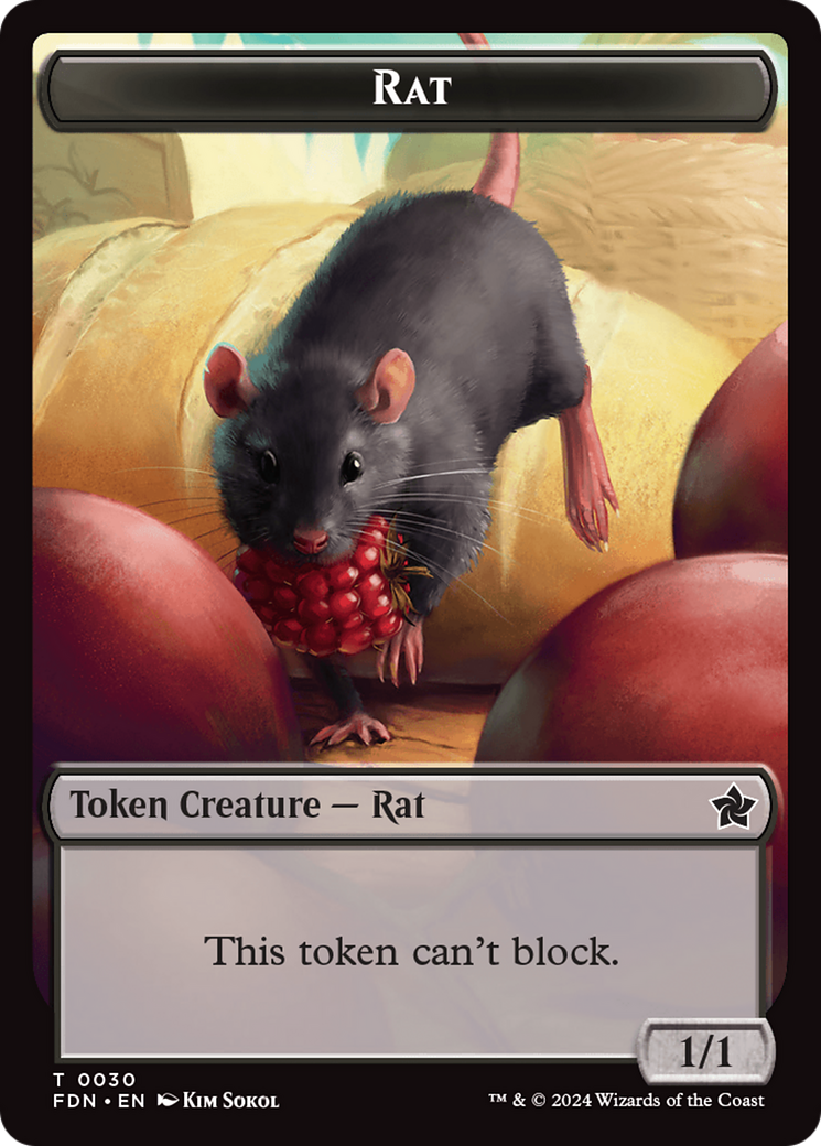 Elf Warrior // Rat (0030) Double-Sided Token [Foundations Tokens] | Nerdhalla Games