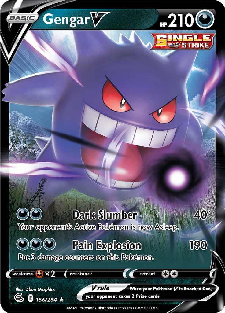 Gengar V (156/264) [Sword & Shield: Fusion Strike] | Nerdhalla Games