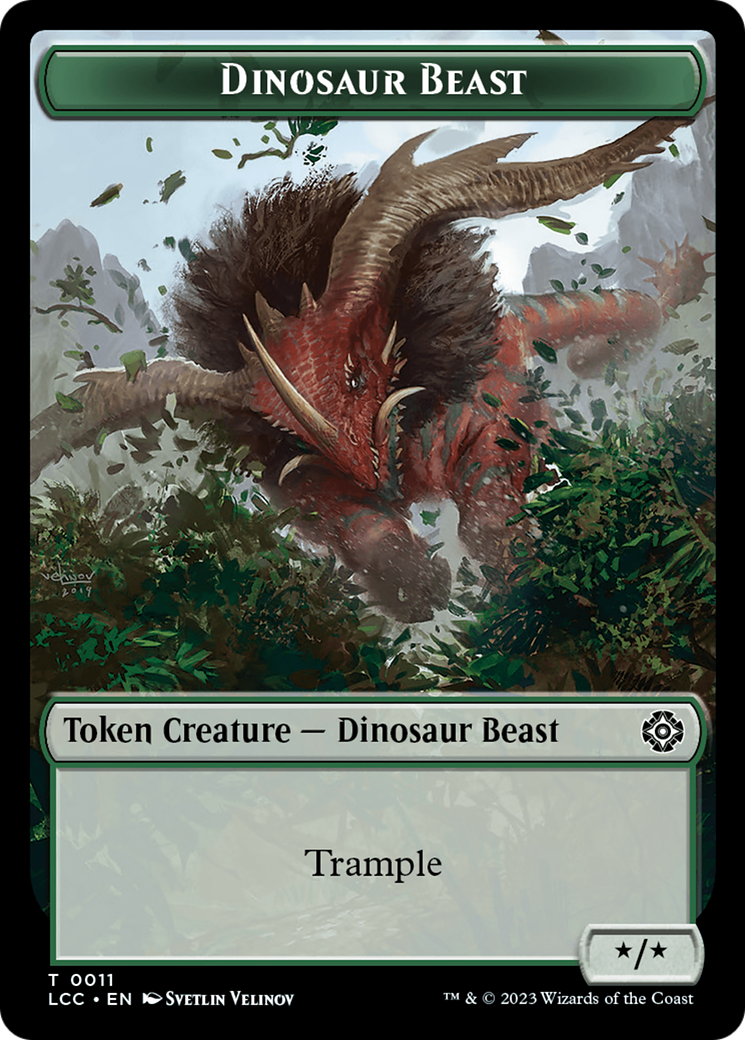 Dinosaur Beast // Dinosaur Double-Sided Token [The Lost Caverns of Ixalan Commander Tokens] | Nerdhalla Games