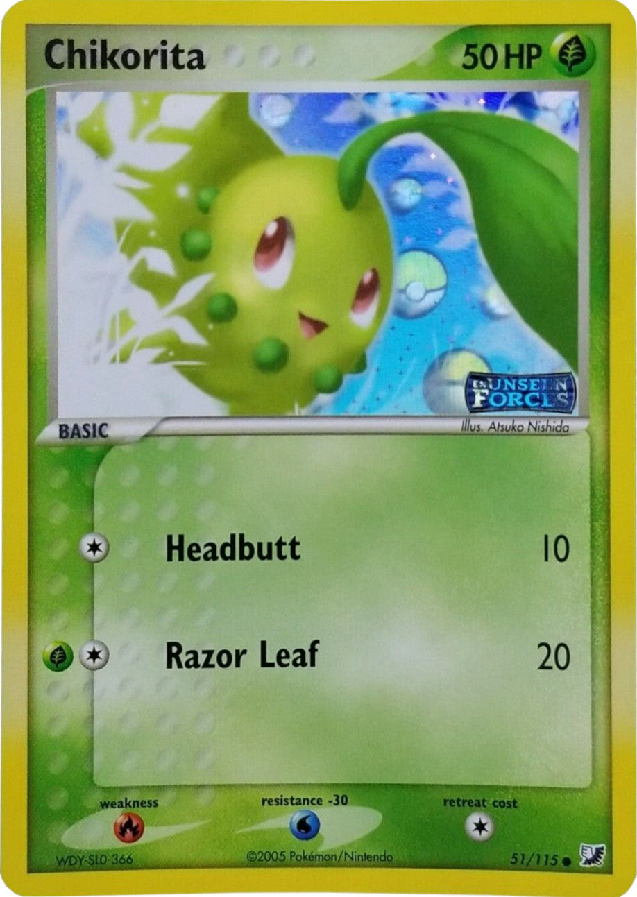 Chikorita (51/115) (Stamped) [EX: Unseen Forces] | Nerdhalla Games