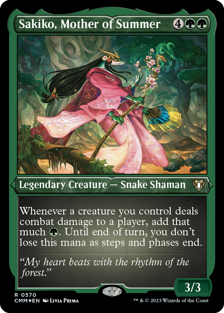 Sakiko, Mother of Summer (Foil Etched) [Commander Masters] | Nerdhalla Games