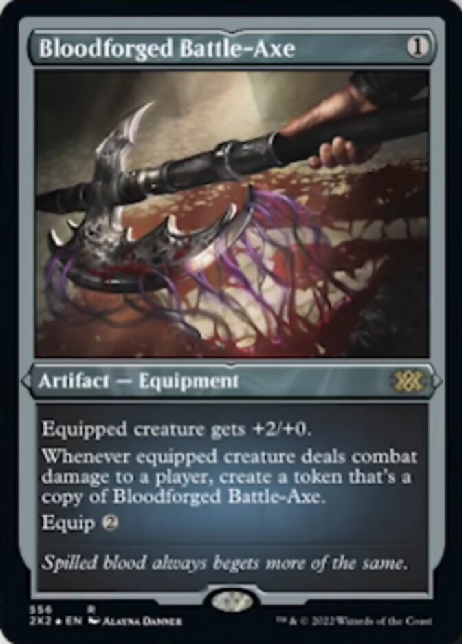 Bloodforged Battle-Axe (Foil Etched) [Double Masters 2022] | Nerdhalla Games