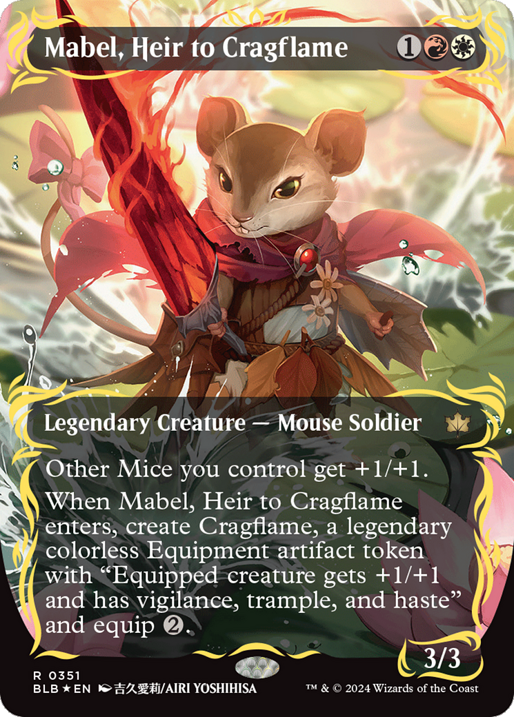 Mabel, Heir to Cragflame (Borderless) (Raised Foil) [Bloomburrow] | Nerdhalla Games