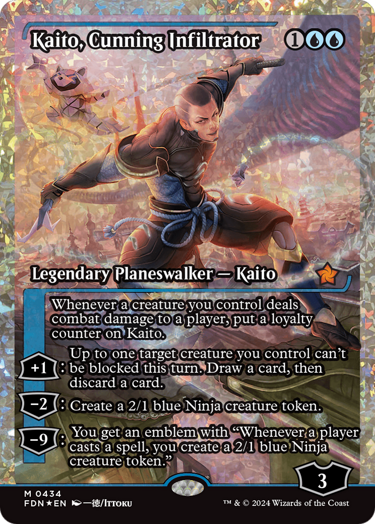 Kaito, Cunning Infiltrator (Showcase) (Frature Foil) [Foundations] | Nerdhalla Games