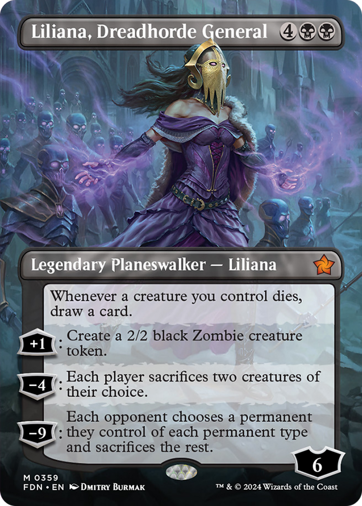 Liliana, Dreadhorde General (Borderless) [Foundations] | Nerdhalla Games