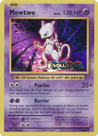 Mewtwo (51/108) (XY Evolutions Staff Prerelease) [XY: Black Star Promos] | Nerdhalla Games