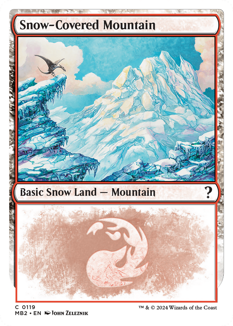 Snow-Covered Mountain (White Border) [Mystery Booster 2] | Nerdhalla Games