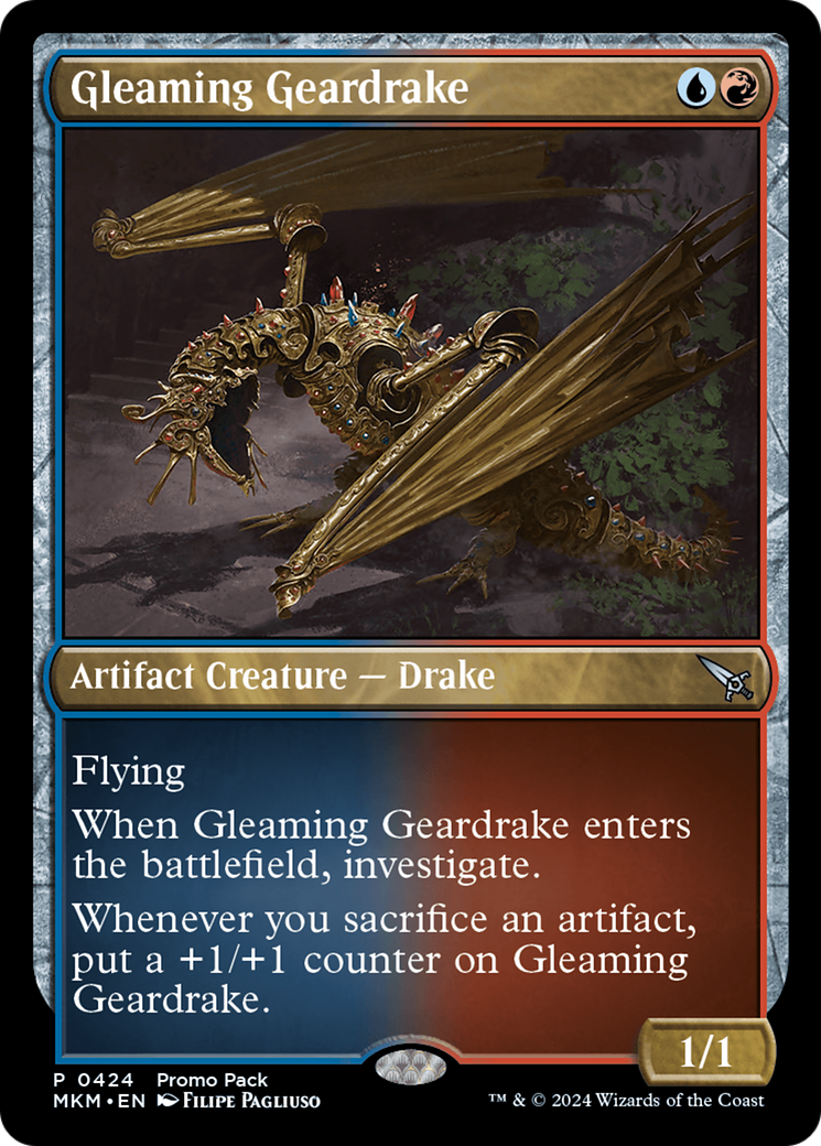 Gleaming Geardrake (Promo Pack) [Murders at Karlov Manor Promos] | Nerdhalla Games