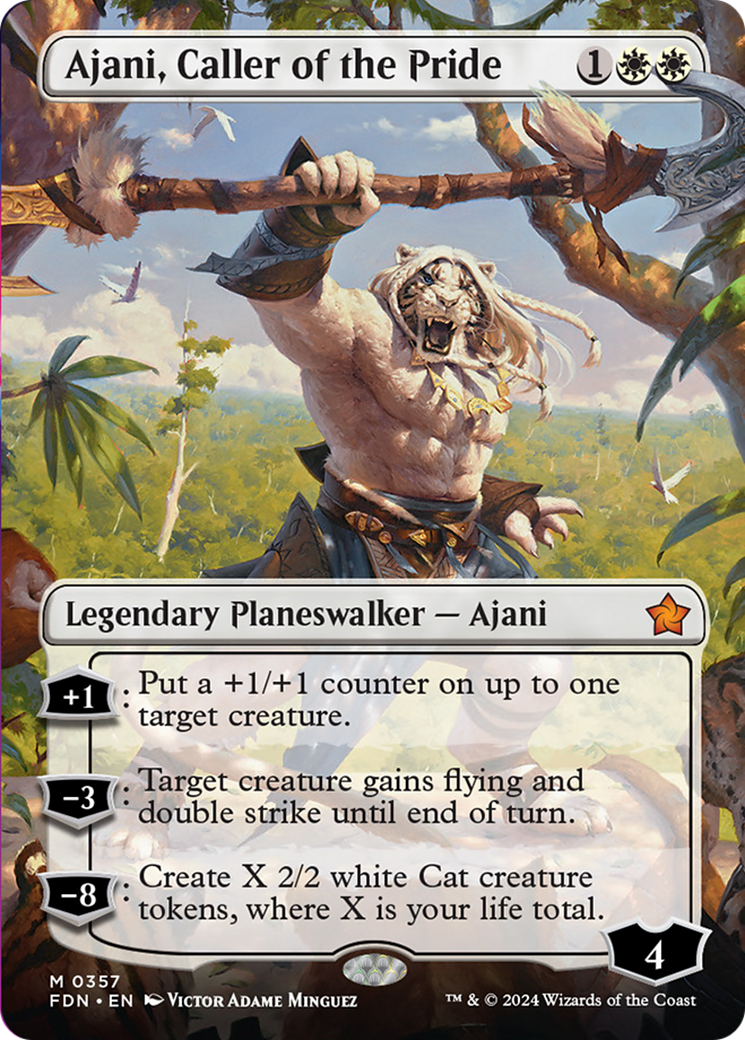 Ajani, Caller of the Pride (Borderless) [Foundations] | Nerdhalla Games