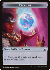 Treasure (20) // Teferi Akosa of Zhalfir Emblem Double-Sided Token [March of the Machine Tokens] | Nerdhalla Games