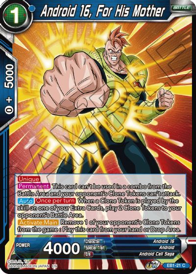 Android 16, For His Mother (EB1-21) [Battle Evolution Booster] | Nerdhalla Games