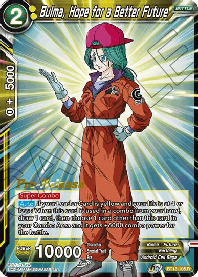 Bulma, Hope for a Better Future (BT13-105) [Supreme Rivalry Prerelease Promos] | Nerdhalla Games