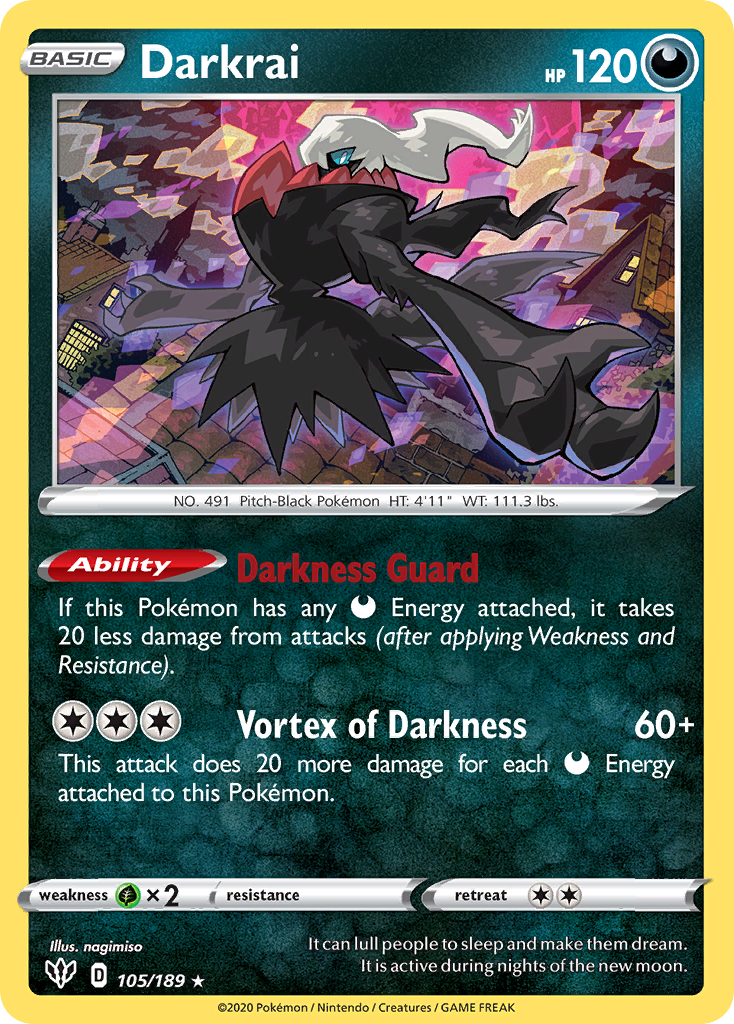 Darkrai (105/189) (Cosmos Holo) [Sword & Shield: Darkness Ablaze] | Nerdhalla Games