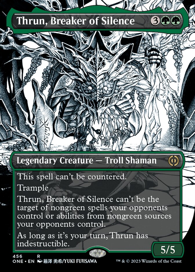 Thrun, Breaker of Silence (Borderless Manga Step-and-Compleat Foil) [Phyrexia: All Will Be One] | Nerdhalla Games