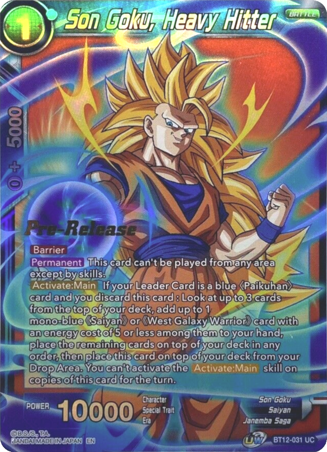 Son Goku, Heavy Hitter (BT12-031) [Vicious Rejuvenation Prerelease Promos] | Nerdhalla Games