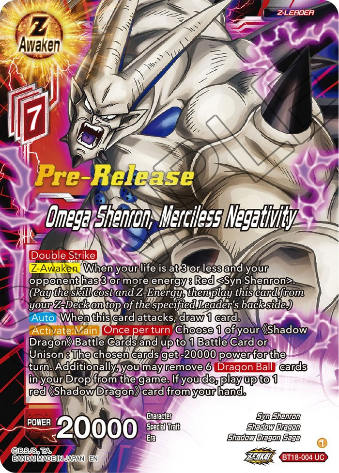 Omega Shenron, Merciless Negativity (BT18-004) [Dawn of the Z-Legends Prerelease Promos] | Nerdhalla Games