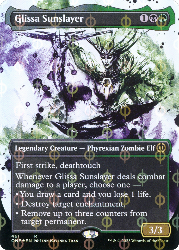 Glissa Sunslayer (Borderless Ichor Step-and-Compleat Foil) [Phyrexia: All Will Be One] | Nerdhalla Games