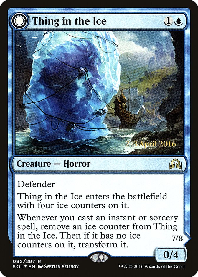 Thing in the Ice // Awoken Horror [Shadows over Innistrad Prerelease Promos] | Nerdhalla Games