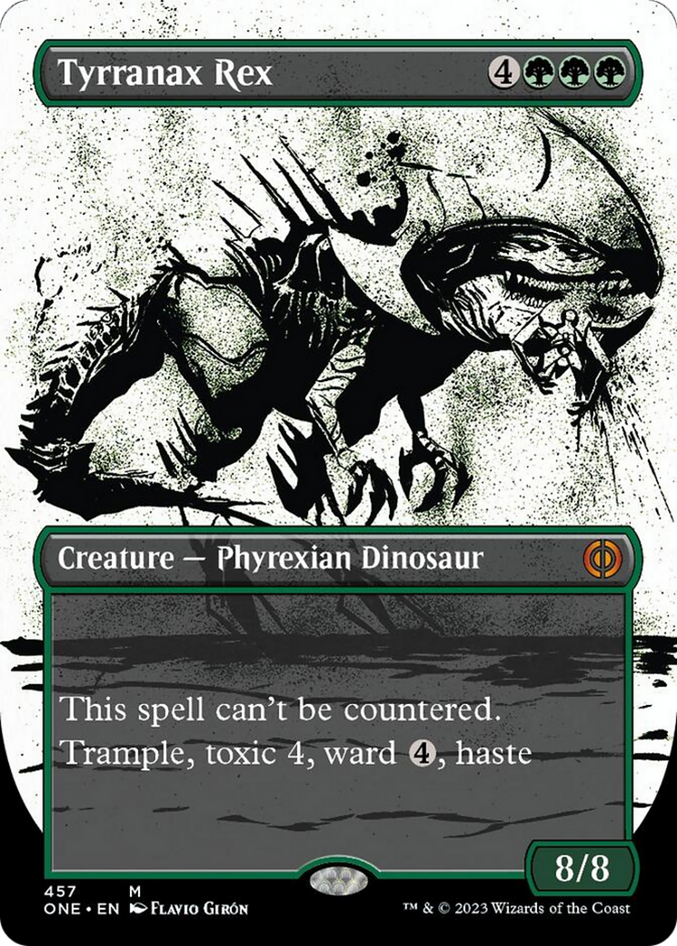 Tyrranax Rex (Borderless Ichor Step-and-Compleat Foil) [Phyrexia: All Will Be One] | Nerdhalla Games