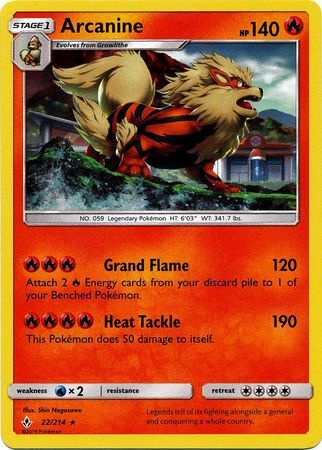 Arcanine (22/214) (Cosmos Holo) [Sun & Moon: Unbroken Bonds] | Nerdhalla Games