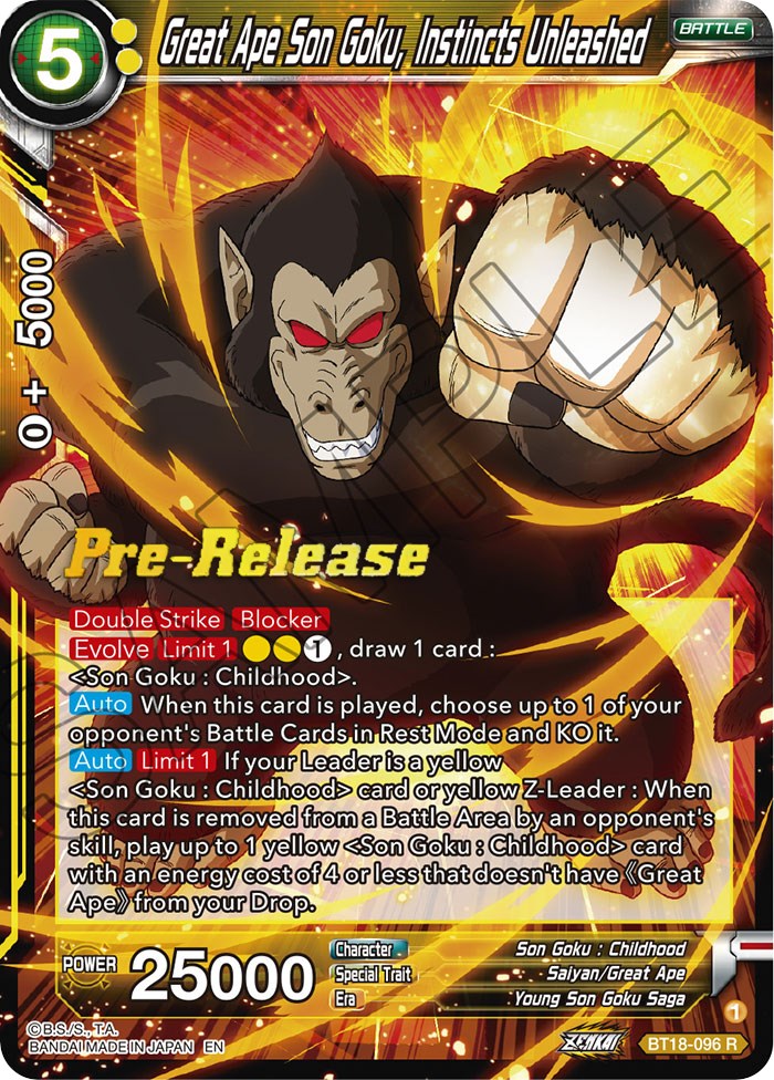 Great Ape Son Goku, Instincts Unleashed (BT18-096) [Dawn of the Z-Legends Prerelease Promos] | Nerdhalla Games