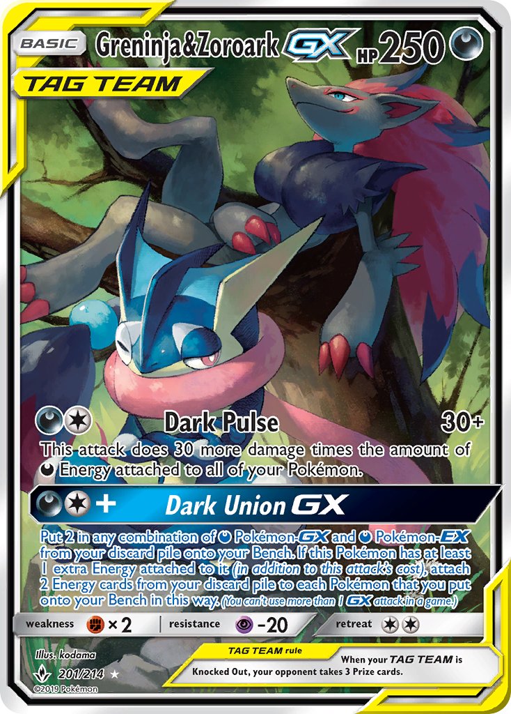 Greninja & Zoroark GX (201/214) [Sun & Moon: Unbroken Bonds] | Nerdhalla Games