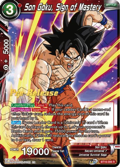 Son Goku, Sign of Mastery (BT16-006) [Realm of the Gods Prerelease Promos] | Nerdhalla Games