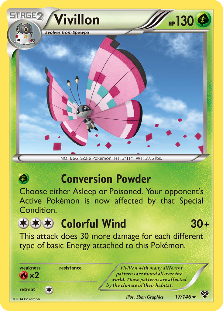 Vivillon (17/146) (Meadow Form/Pink Wings) [XY: Base Set] | Nerdhalla Games