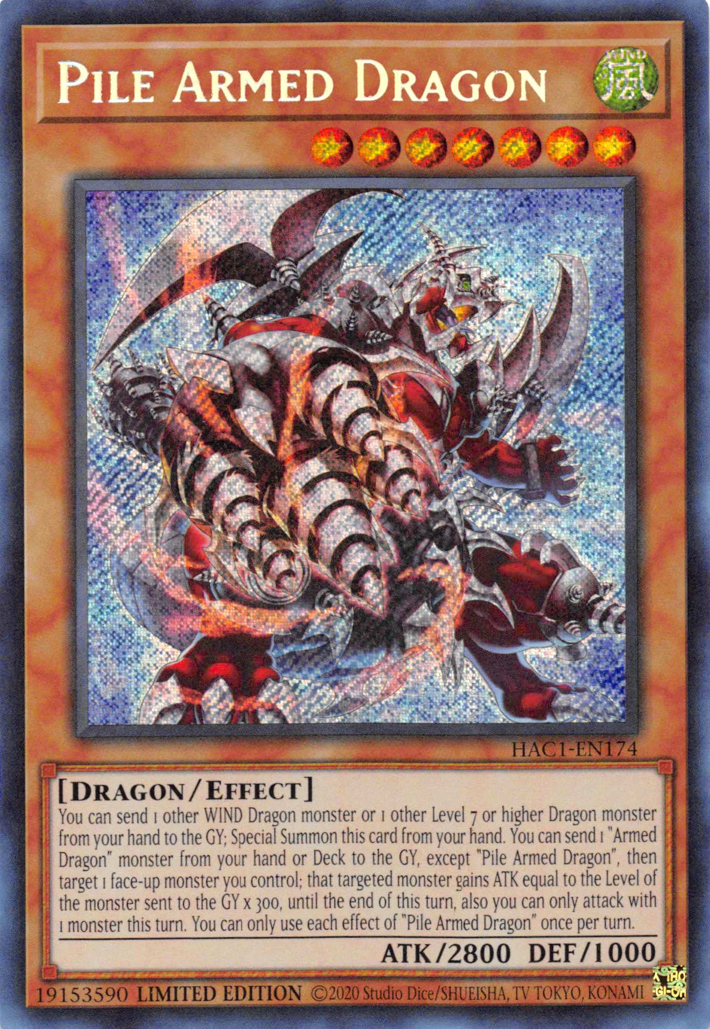 Pile Armed Dragon [HAC1-EN174] Secret Rare | Nerdhalla Games