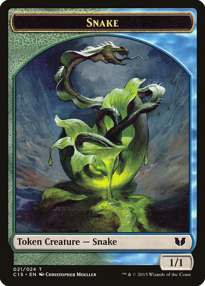 Snake (021) // Saproling Double-Sided Token [Commander 2015 Tokens] | Nerdhalla Games