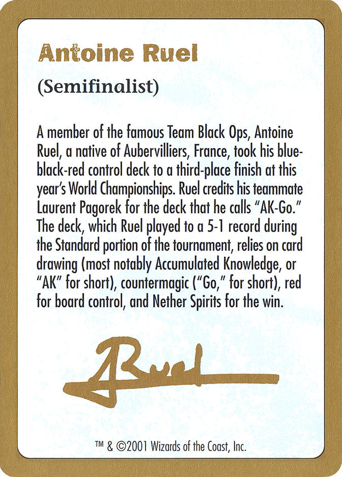 Antoine Ruel Bio [World Championship Decks 2001] | Nerdhalla Games