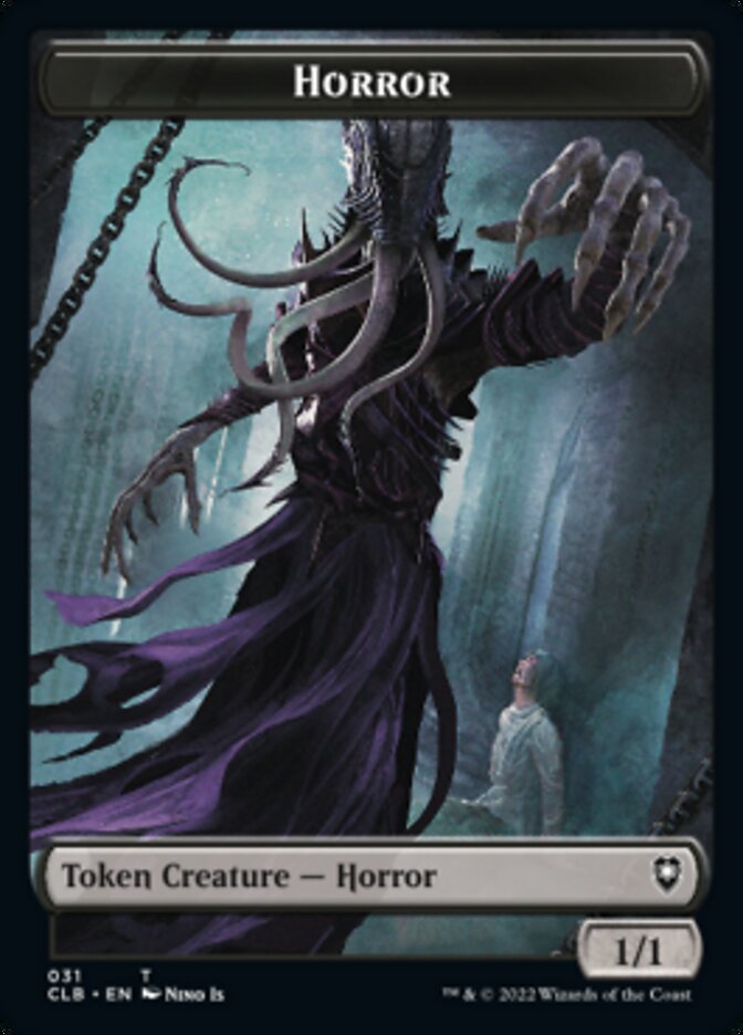 Horror // Centaur Double-sided Token [Commander Legends: Battle for Baldur's Gate Tokens] | Nerdhalla Games