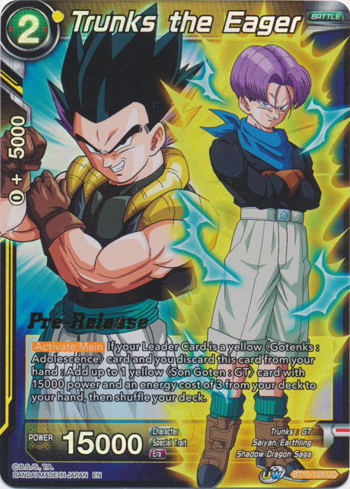 Trunks the Eager (BT10-109) [Rise of the Unison Warrior Prerelease Promos] | Nerdhalla Games