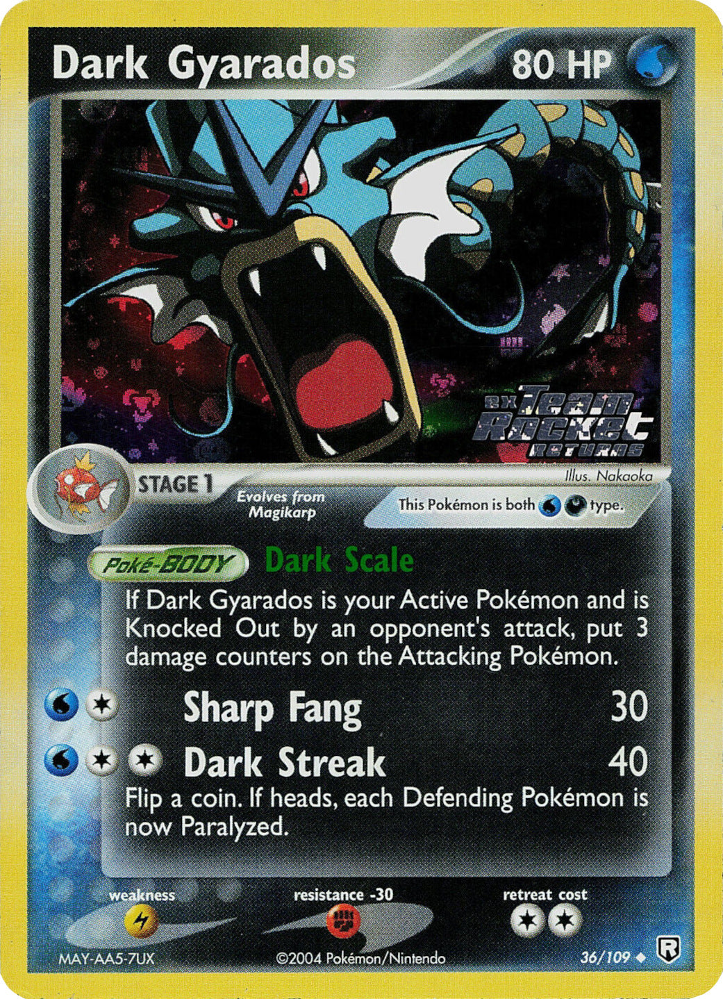 Dark Gyarados (36/109) (Stamped) [EX: Team Rocket Returns] | Nerdhalla Games