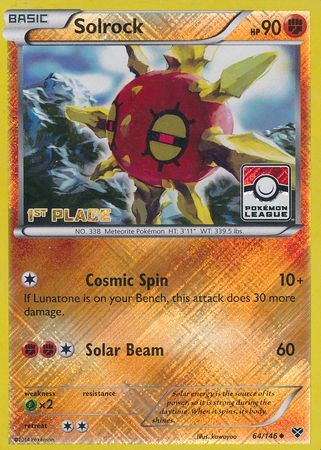 Solrock (64/146) (1st Place League Challenge Promo) [XY: Base Set] | Nerdhalla Games