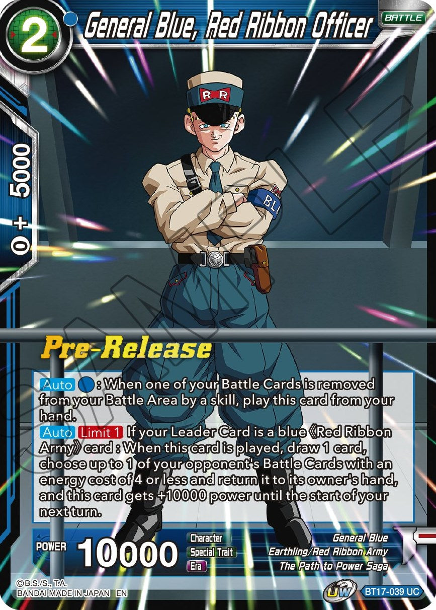 General Blue, Red Ribbon Officer (BT17-039) [Ultimate Squad Prerelease Promos] | Nerdhalla Games