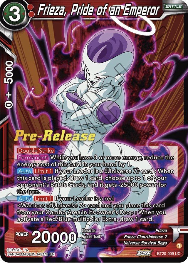 Frieza, Pride of an Emperor (BT20-009) [Power Absorbed Prerelease Promos] | Nerdhalla Games