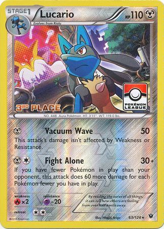 Lucario (63/124) (League Promo 3rd Place) [XY: Fates Collide] | Nerdhalla Games