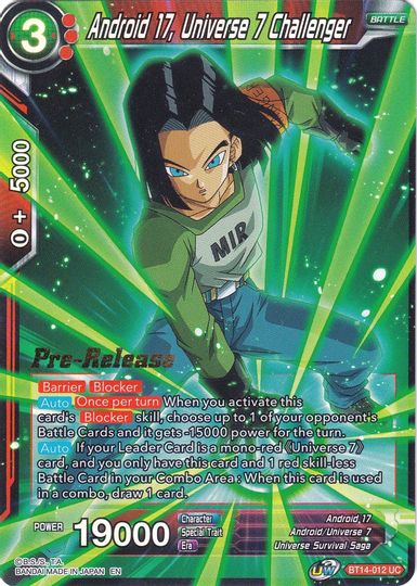 Android 17, Universe 7 Challenger (BT14-012) [Cross Spirits Prerelease Promos] | Nerdhalla Games