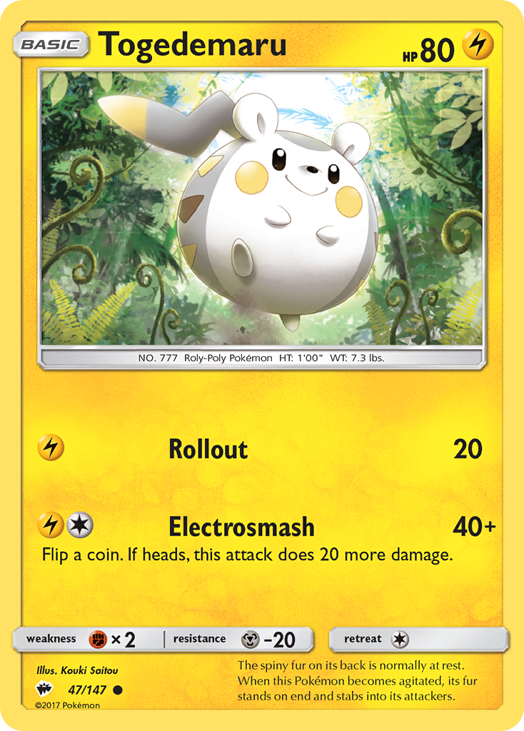 Togedemaru (47/147) [Sun & Moon: Burning Shadows] | Nerdhalla Games