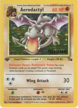 Aerodactyl (1/62) (Prerelease Promo) [Fossil 1st Edition] | Nerdhalla Games