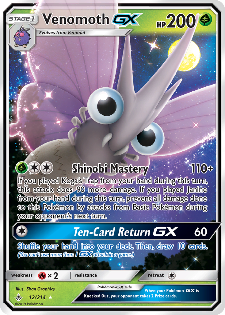 Venomoth GX (12/214) [Sun & Moon: Unbroken Bonds] | Nerdhalla Games