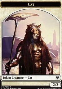 Cat (001) // Cat Warrior (008) Double-sided Token [Commander 2017 Tokens] | Nerdhalla Games