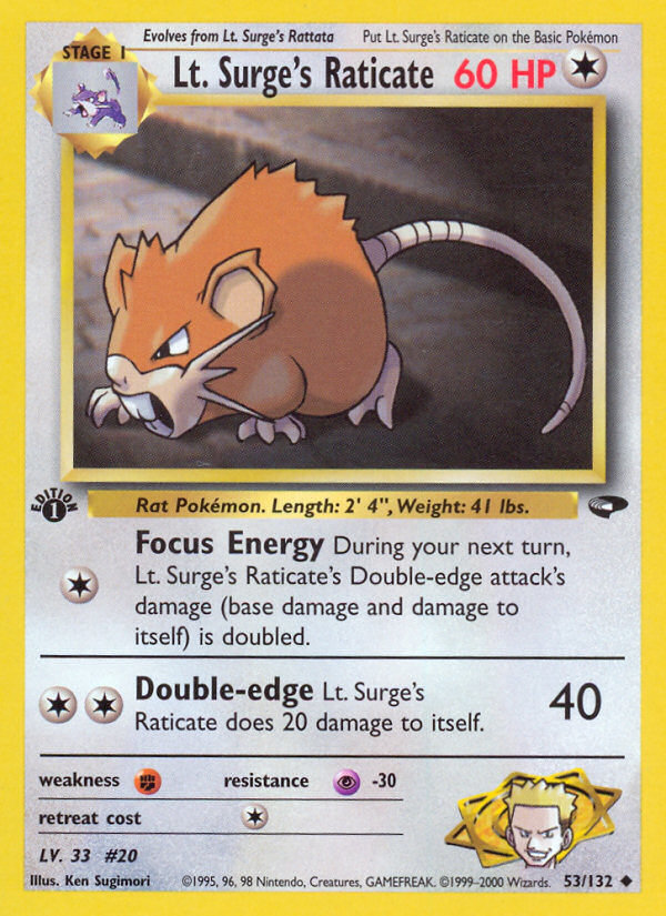 Lt. Surge's Raticate (53/132) [Gym Challenge 1st Edition] | Nerdhalla Games