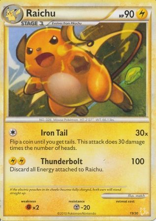 Raichu (19/30) [HeartGold & SoulSilver: Trainer Kit - Raichu] | Nerdhalla Games